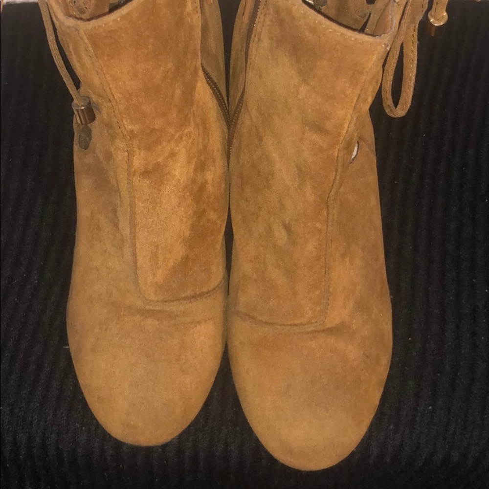 Suede Brown Heeled Ankle Boots